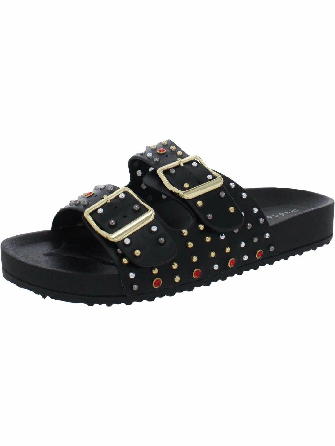 Best Sale ๐คฉ Steve Madden Teddy S ๐ฉ Womens Rhinestones Studded Footbed ๐ฉด Sandals ๐ฏ