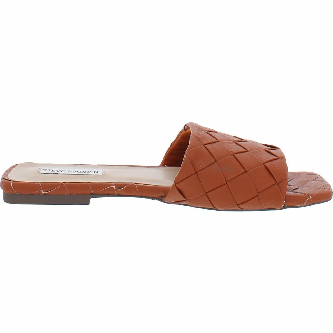 Hot Sale 😀 Steve Madden Melyza 👩 Womens Leather Square Toe Slide 🩴 Sandals 😍 - Image 3