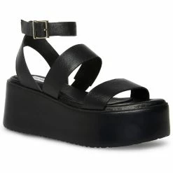 Flash Sale 👍 Steve Madden Bay 👩 Womens Leather Open Toe Platform 🩴 Sandals ⌛