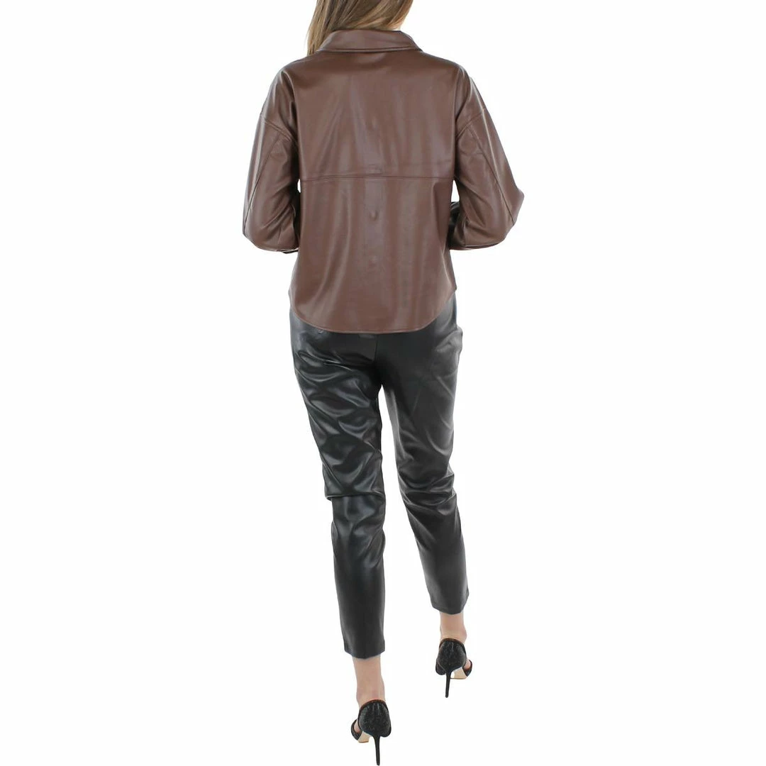 Outlet ⌛ Steve Madden 👩 Womens Faux Leather Snap Front 👚 Shirt Jacket 🤩 - Image 2