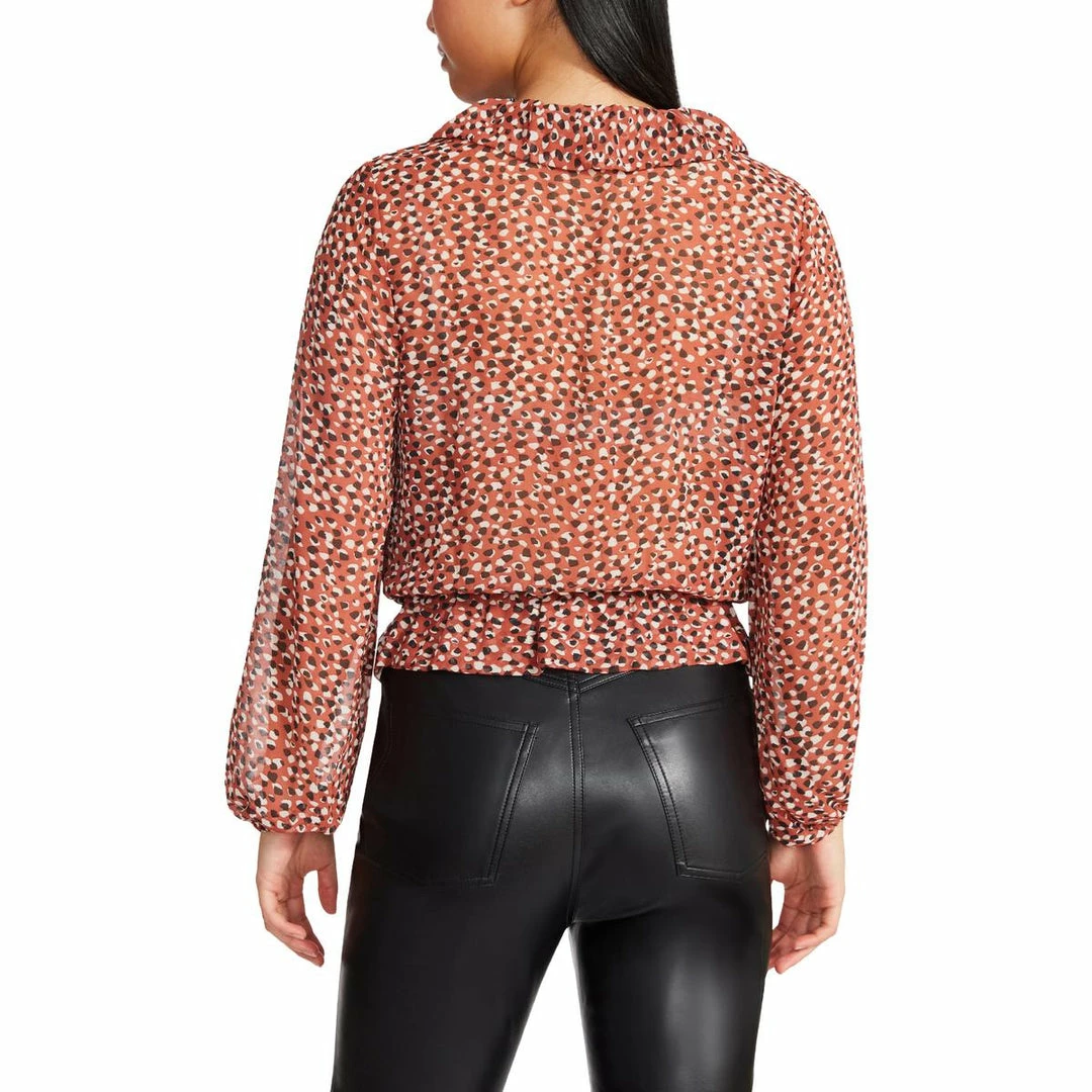 Hot Sale 🥰 Steve Madden 👩 Womens Printed Cascade Ruffle Blouse ⌛ - Image 2