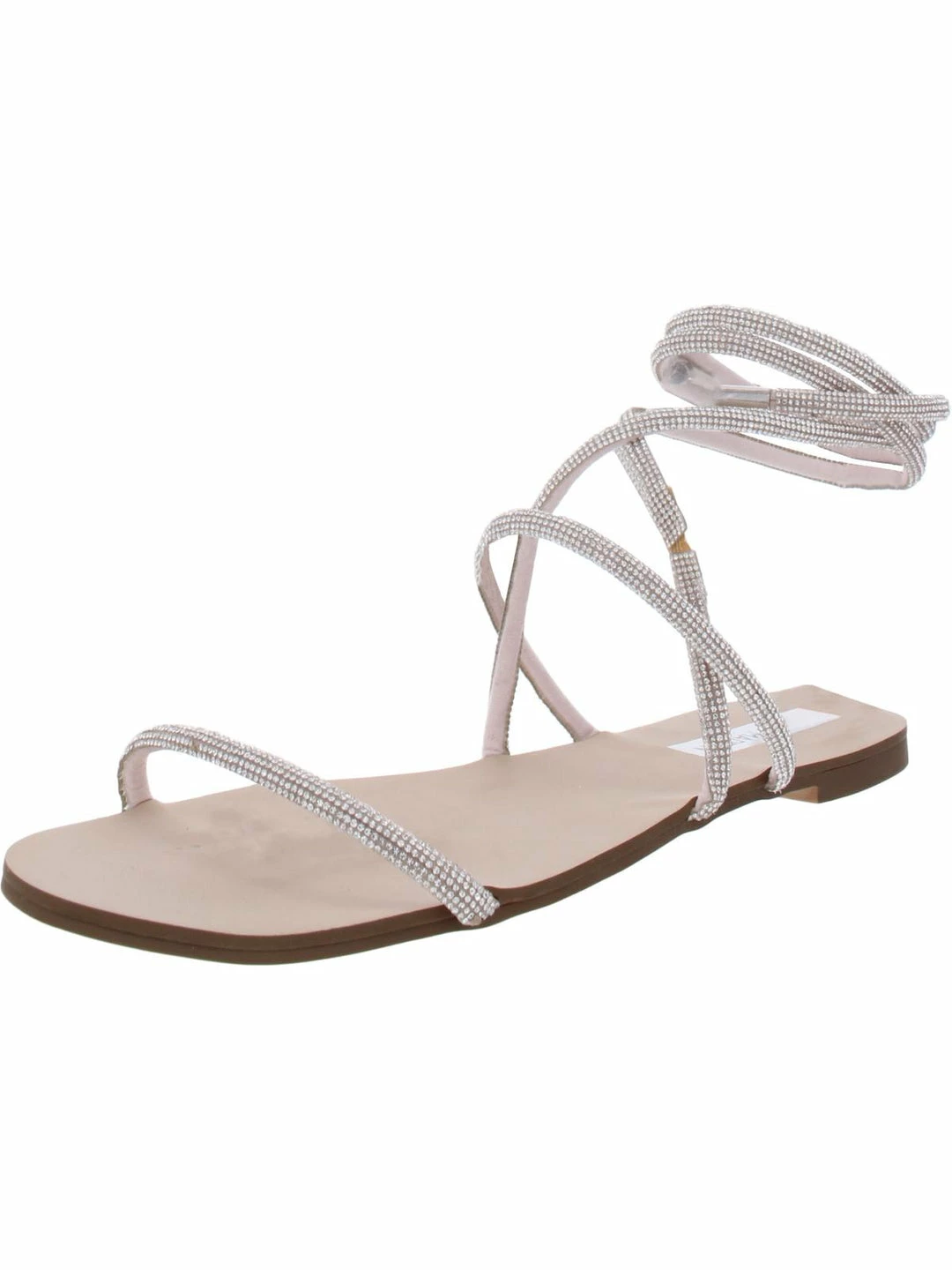 Flash Sale ๐งจ Steve Madden Twirl ๐ฉ Womens Rhinestone Ankle Wrap Flat ๐ฉด Sandals ๐ฅฐ