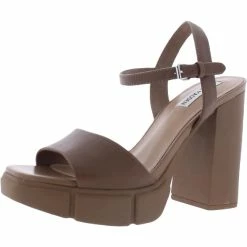 Discount 😍 Steve Madden Rayden 👩 Womens Leather Ankle Strap Platform 🩴 Sandals 👏