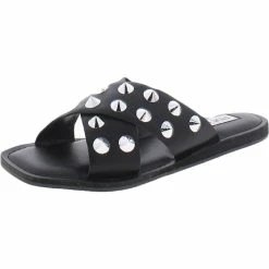 Wholesale ๐ Steve Madden Cross ๐ฉ Womens Faux Leather Studded Flat ๐ฉด Sandals ๐