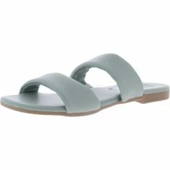 Promo 🌟 Steve Madden United 👩 Womens Faux Leather Slip On Flat 🩴 Sandals 👏