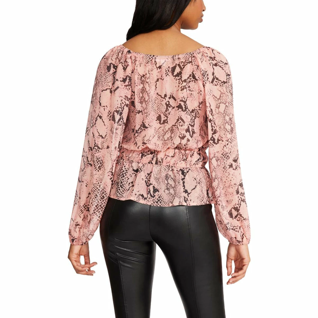 Best Sale ⌛ Steve Madden 👩 Womens Snake Print Peplum Blouse 💯 - Image 3