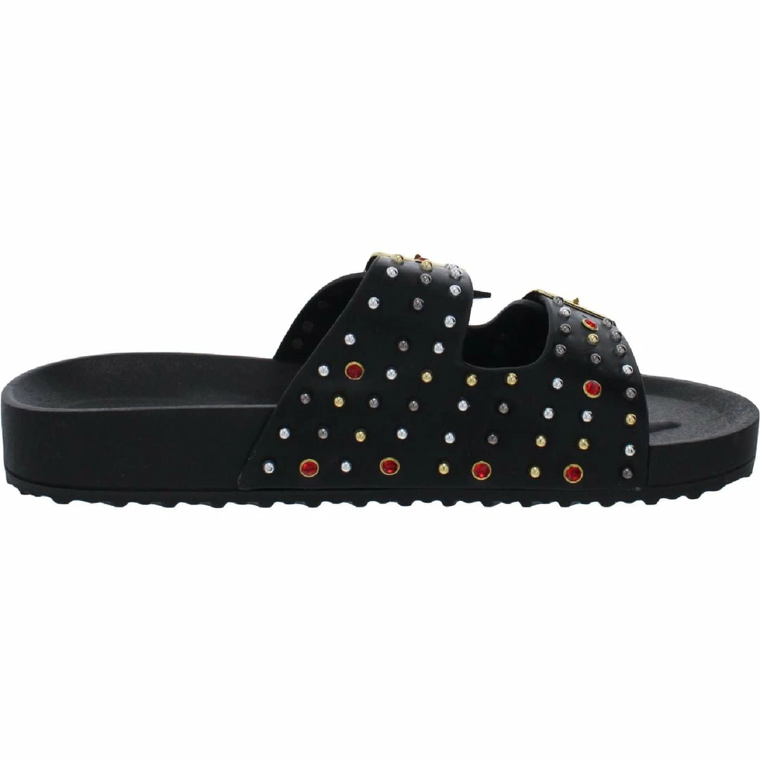 Best Sale ๐คฉ Steve Madden Teddy S ๐ฉ Womens Rhinestones Studded Footbed ๐ฉด Sandals ๐ฏ - Image 2