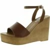 Hot Sale ⭐ Steve Madden Welsh 👩 Womens Leather Buckle Wedge 👠 Heels 🧨
