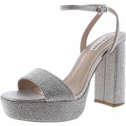Best deal 👏 Steve Madden Lessa-R 👩 Womens Glass Open Toe Heel 🩴 Sandals 🤩