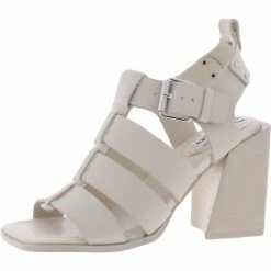 Promo ⭐ Steve Madden Tribeca 👩 Womens Leather Square Toe Strappy 🩴 Sandals 🛒
