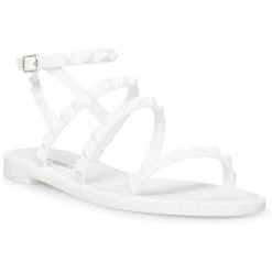 Hot Sale 🥰 Steve Madden Travel 👩 Womens Studded Ankle Strap Flat 🩴 Sandals 🤩