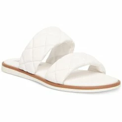 Coupon ⌛ Steve Madden Orsa 👩 Womens Faux Leather Quilted Flat 🩴 Sandals 🔥