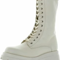 Cheapest 💯 Steve Madden Ebba 👩 Womens Leather Mid-Calf Combat & Lace-up 🥾 Boots 🎉