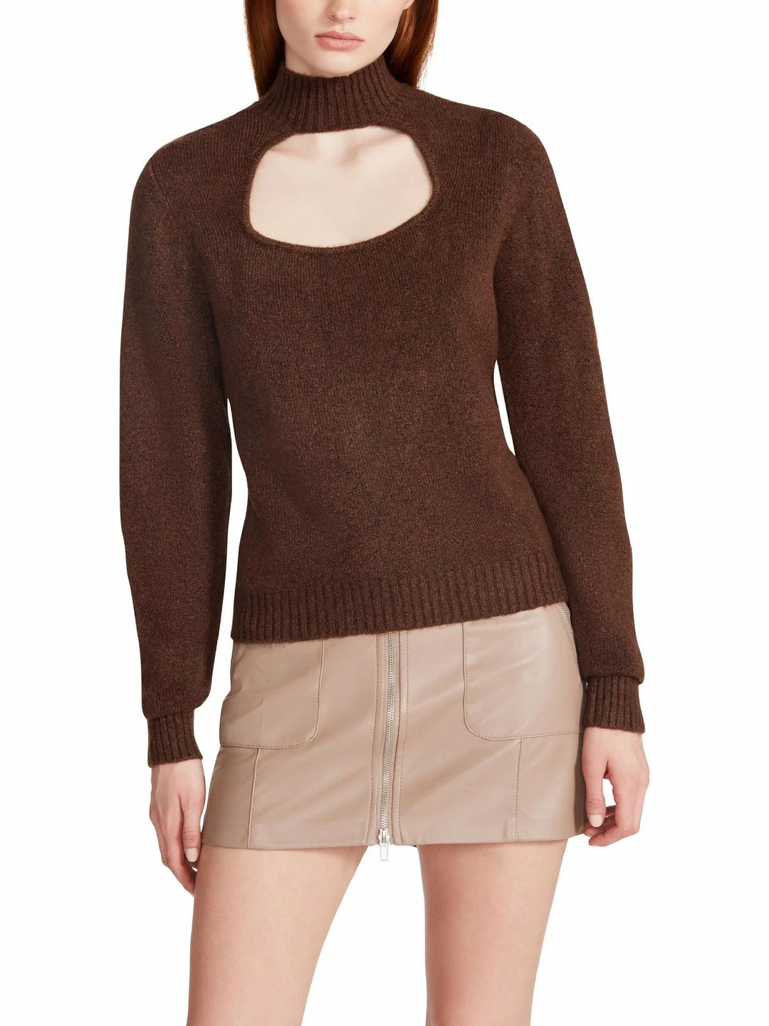 Best Pirce 🤩 Steve Madden 👩 Womens Knit Cut-Out Mock Turtleneck Sweater ⌛ - Image 4