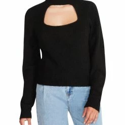 Best Pirce 🤩 Steve Madden 👩 Womens Knit Cut-Out Mock Turtleneck Sweater ⌛