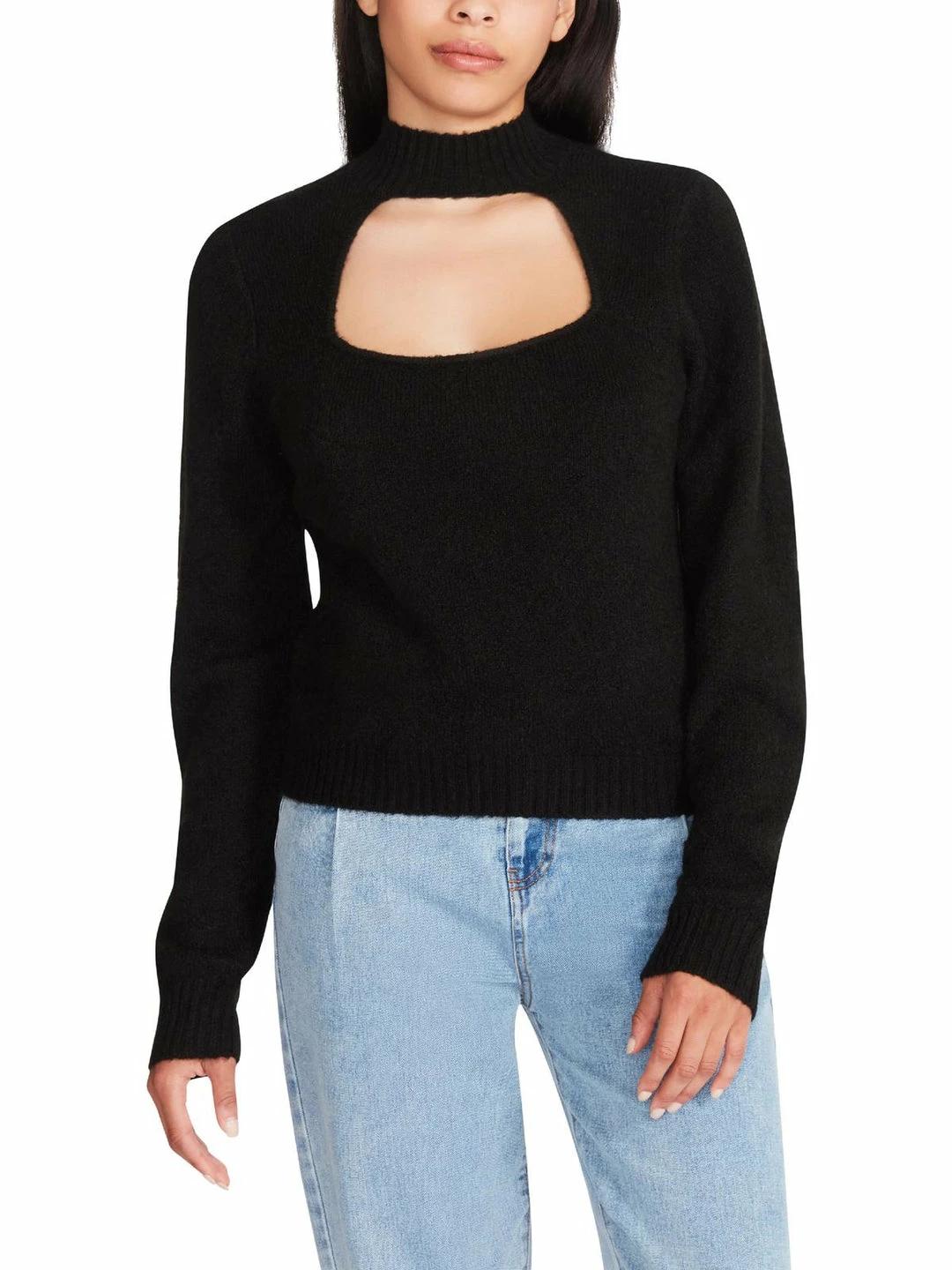 Best Pirce 🤩 Steve Madden 👩 Womens Knit Cut-Out Mock Turtleneck Sweater ⌛