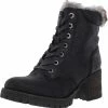 Outlet 🎉 Steve Madden Comfort 👩 Womens Faux Leather Block Heel Winter 🥾 Boots 🌟