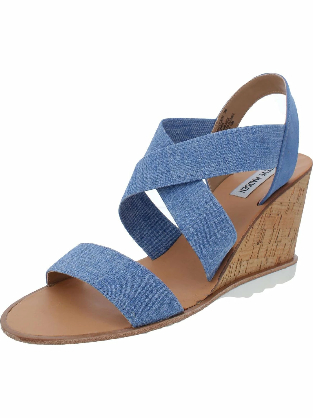 Flash Sale ⌛ Steve Madden Fetching 👩 Womens Leather Open Toe Wedge 🩴 Sandals 😉