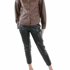 Outlet โ Steve Madden ๐ฉ Womens Faux Leather Snap Front ๐ Shirt Jacket ๐คฉ