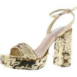 Promo 😍 Steve Madden Lessa S 👩 Womens Sequined Ankle Strap Platform 🩴 Sandals 🔔