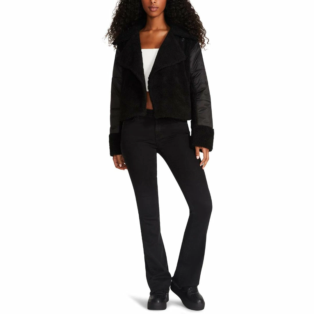 Hot Sale 😍 Steve Madden 👩 Womens Faux Fur Short Puffer Jacket 👍 - Image 3