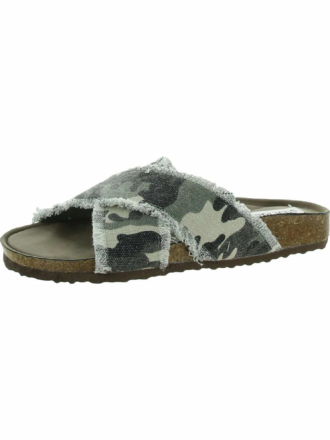 Discount 🎁 Steve Madden Bohemian 👩 Womens Canvas Camouflae Footbed 🩴 Sandals 😉