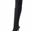 New 🎁 Steve Madden Jordyn 👩 Womens Faux Leather Peep Toe Over-The-Knee 🥾 Boots 😀