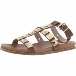Best deal โ๏ธ Steve Madden Daft ๐ฉ Womens Faux Leather Studded Flat ๐ฉด Sandals ๐