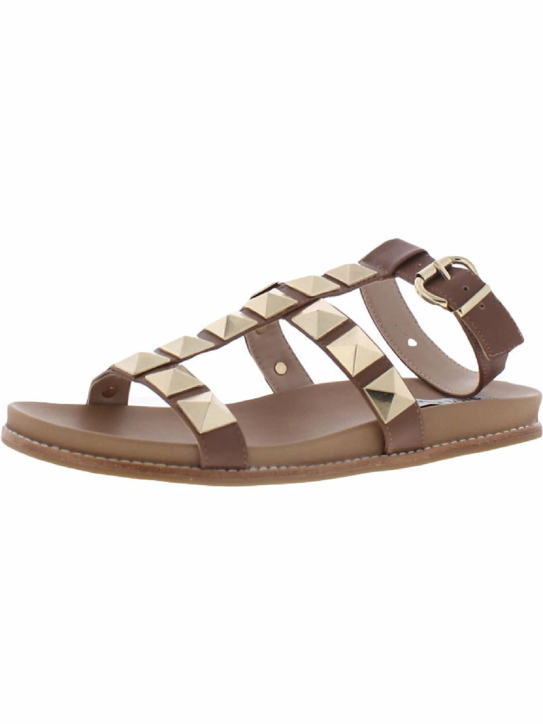 Best deal ✔️ Steve Madden Daft 👩 Womens Faux Leather Studded Flat 🩴 Sandals 🛒