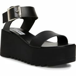 Deals 🥰 Steve Madden Lake 👩 Womens Leather Strappy Flatform 🩴 Sandals 🧨
