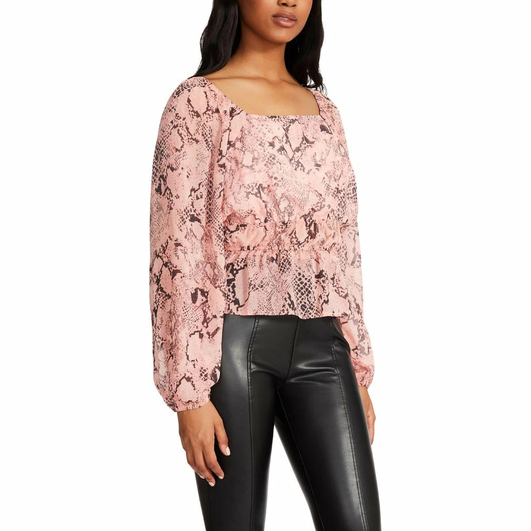 Best Sale ⌛ Steve Madden 👩 Womens Snake Print Peplum Blouse 💯 - Image 2