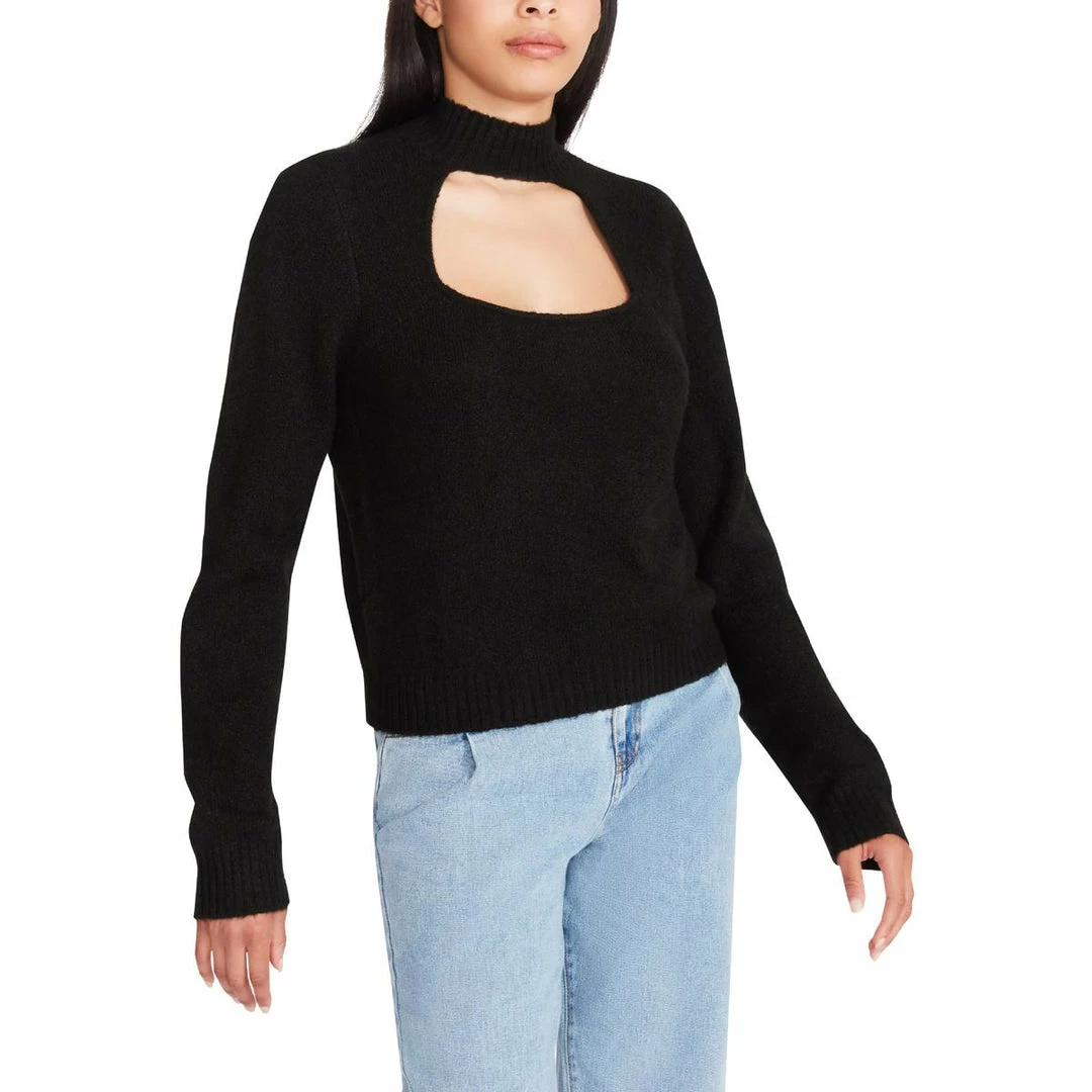 Best Pirce 🤩 Steve Madden 👩 Womens Knit Cut-Out Mock Turtleneck Sweater ⌛ - Image 2