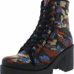 Deals 👏 Steve Madden Pass 👩 Womens Rhinestone Platform Combat & Lace-up 🥾 Boots 👍