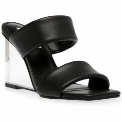 Best deal 😍 Steve Madden Isa 👩 Womens Vegan Leather Slip On Wedge 🩴 Sandals 😉