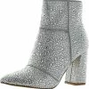Cheap 🎁 Steve Madden Reflective 👩 Womens Rhinestone Pointed Toe Mid-Calf 🥾 Boots 🌟