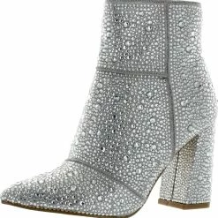 Cheap 🎁 Steve Madden Reflective 👩 Womens Rhinestone Pointed Toe Mid-Calf 🥾 Boots 🌟