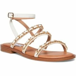 Best Pirce 🎉 Steve Madden 👩 Womens Faux Leather Ankle Strap Strappy 🩴 Sandals 😀